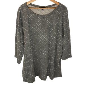 Lands End Nautical Anchor Print Tunic Top Women 20W-22W Gray 3/4 Sleeve